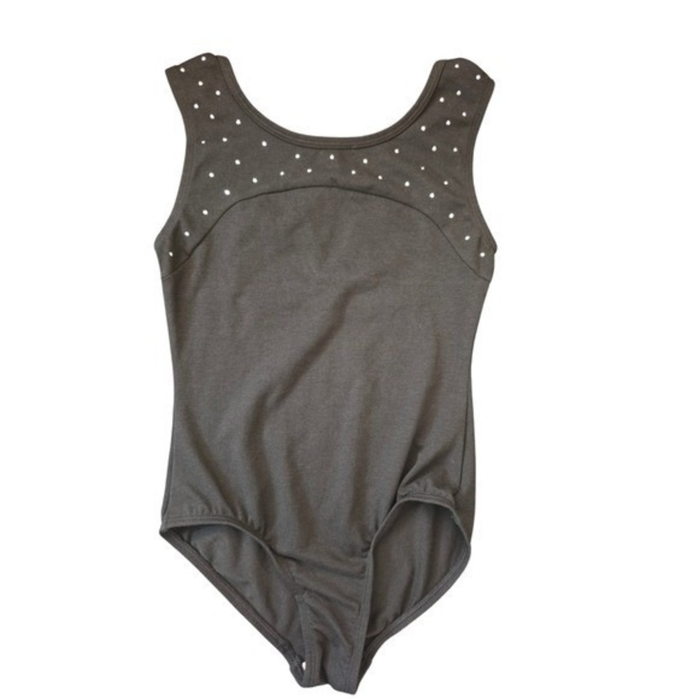More Than Magic Girl's Dance Black Silver Studded Bodysuit Size L 10/12